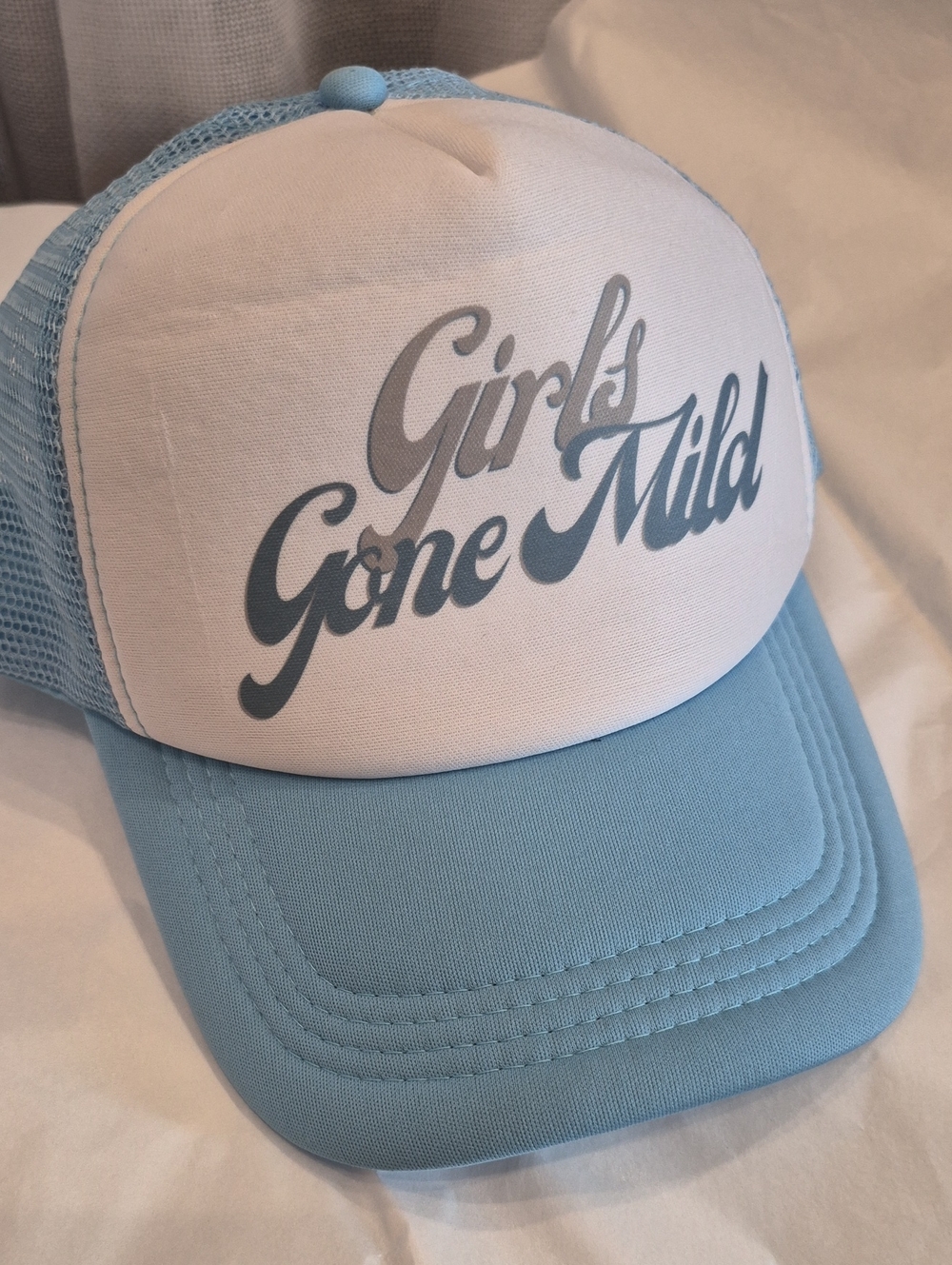 Girls Gone Mild Trucker Hat - White & Light Blue